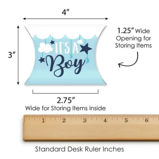Big Dot of Happiness It&rsquo;s a Boy - Favor Gift Boxes - Blue Baby Shower/Blue Birth Announcement Petite Pillow Boxes - Set of 20 image {5}