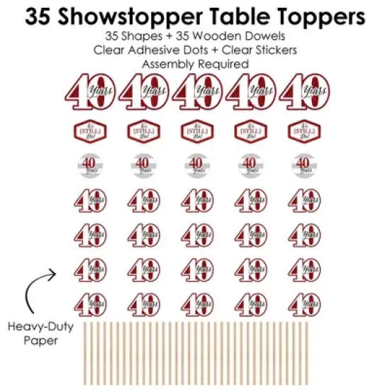 Big Dot of Happiness We Still Do - 40th Wedding Anniversary - Anniversary Party Centerpiece Sticks - Showstopper Table Toppers - 35 Pieces image {4}