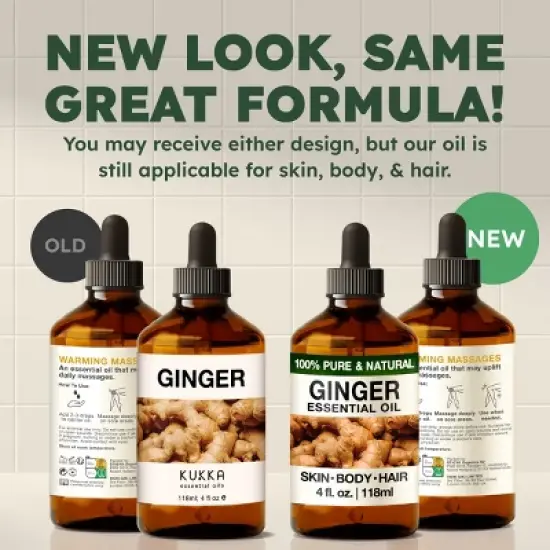 KUKKA Ginger Essential Oil (4 Fl Oz / 118 ml) for Hair Skin & Massage image {5}