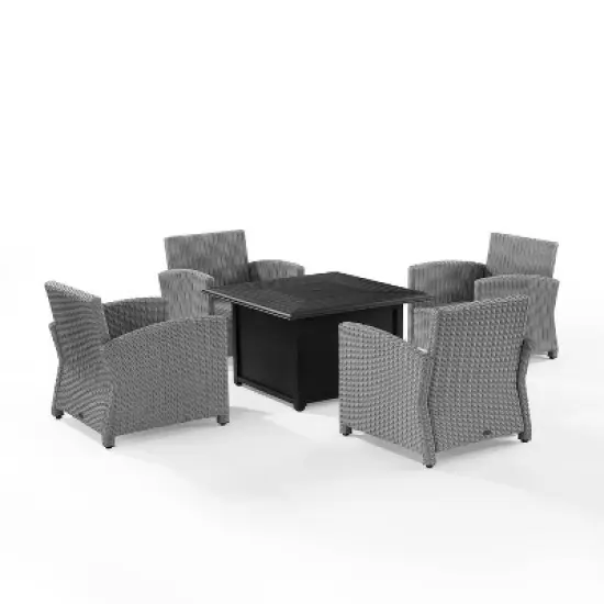 Bradenton 5pc Wicker Conversation Set with Fire Table - Gray - Crosley image {4}