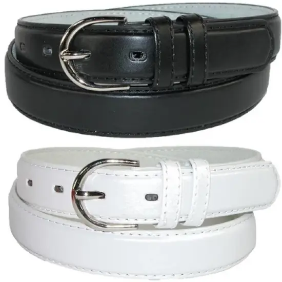 CTM Women's Leather 1 1/8 Inch Dress Belt (Pack of 2 Colors) image {4}