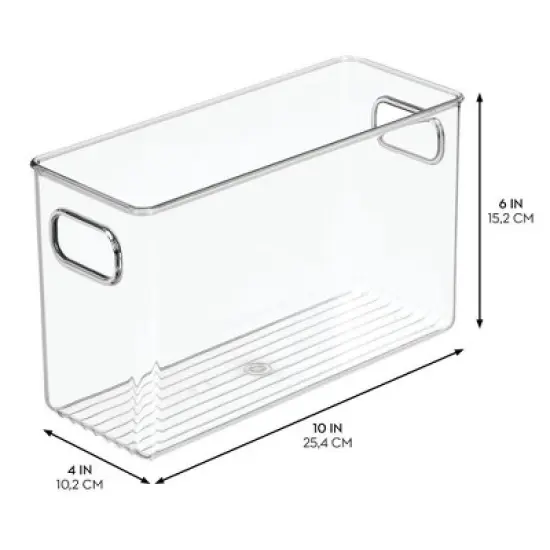 iDesign Set of 4 Pantry Storage Bins with Handles - Clear image {3}