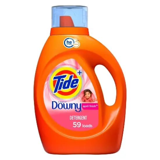Tide Plus Downy High Efficiency Liquid Laundry Detergent - April Fresh image {10}
