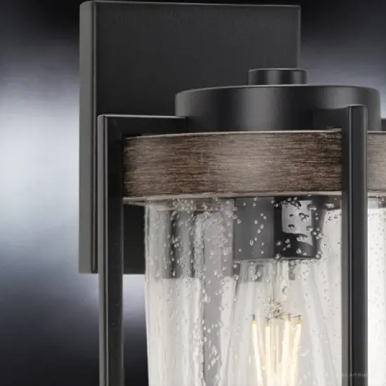 Urban Ambiance Luxury Farmhouse Outdoor Wall Sconce 14.5''H x 7.375''W,  Midnight Black Finish,  Newark Collection, UHP1351 image {4}