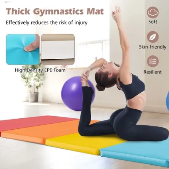 Costway 5-Panel Folding Gymnastics Thick Mat 6.6' x 2.5' Tumbling Mat for Kids image {8}