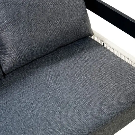 FIONECA U-Style Multi-Person Outdoor Iron Sofa Set with Rattan Accents, Waterproof & Rust-Proof Table for Garden, Lawn, Patio image {13}