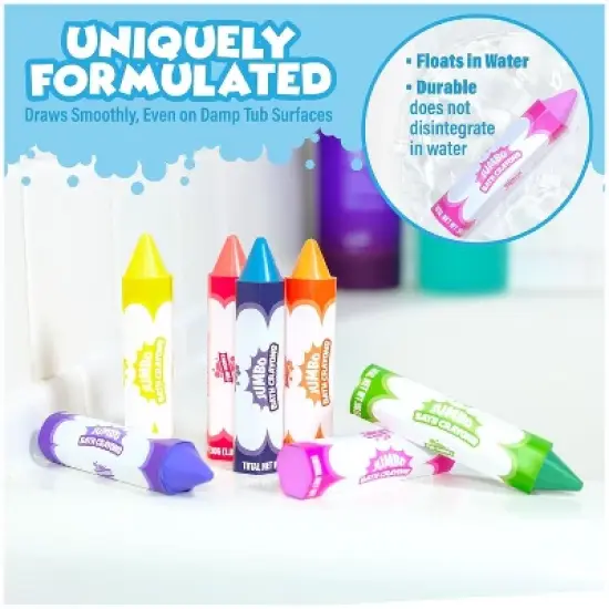 Tub Works Smooth Jumbo Bath Crayons Bath Toy, 7 Pack image {2}