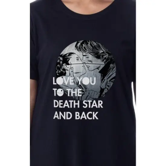 Star Wars Womens' Love You To The Death Star And Back Sleep Pajama Shirt Black image {1}