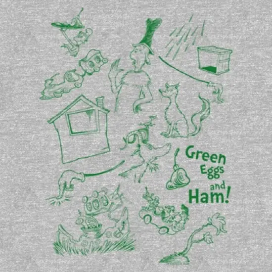 Junior's Dr. Seuss Green Eggs and Ham Sketches T-Shirt image {1}