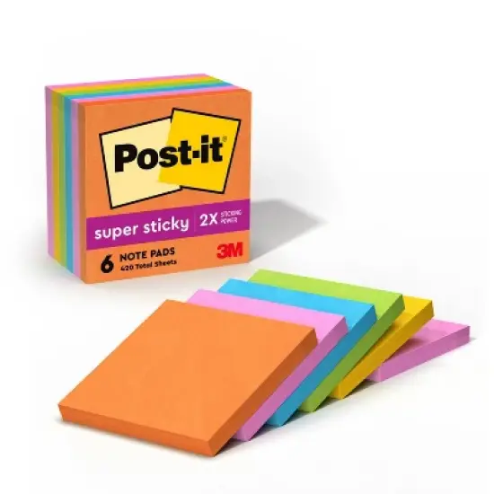 Post-it Super Sticky Notes 3"x 3" Energy Boost Collection: 6 Multicolor Pads, 70 Sheets Each, Art & Design Theme image {20}