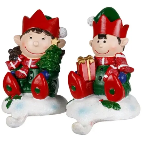 Northlight Festive Elves Christmas Stocking Holders - 5" - Set of 2 image {3}