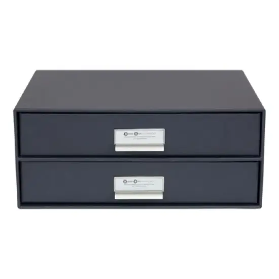 Bigso Birger 2-Drawer Fiberboard Document Box | Desktop Storage Drawers with Metal Label Holders image {4}