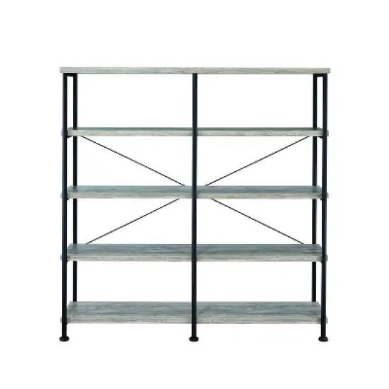 63" Industrial 4 Tier Bookshelf with Particleboard and Metal Frame - Benzara image {9}