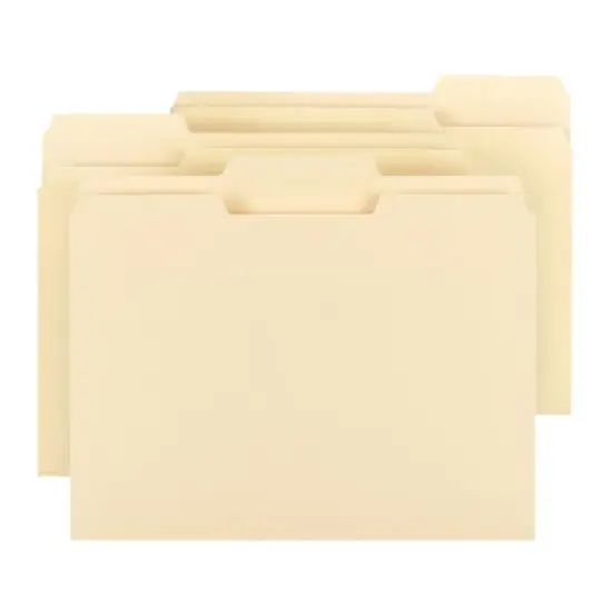 Smead File Folder, 1/3-Cut Tab, Assorted Position, Letter Size, Manila, 24 per Pack (11928) image {1}