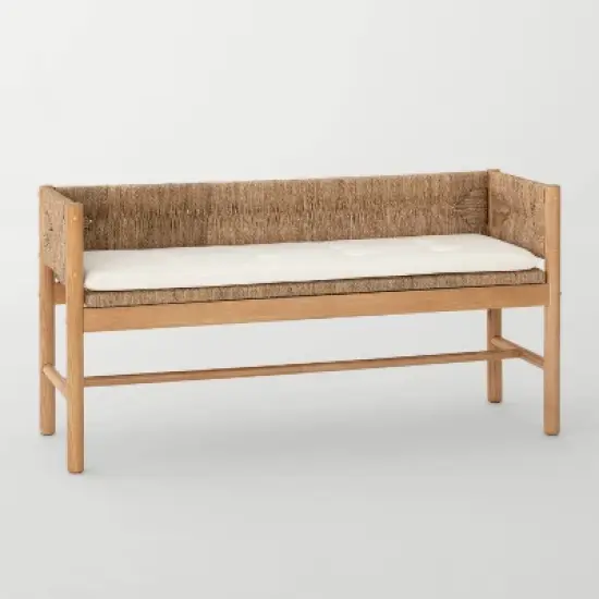 Elden Wood Bench with Woven Back and Loose Cushion Seat - Threshold&trade; designed with Studio McGee image {7}