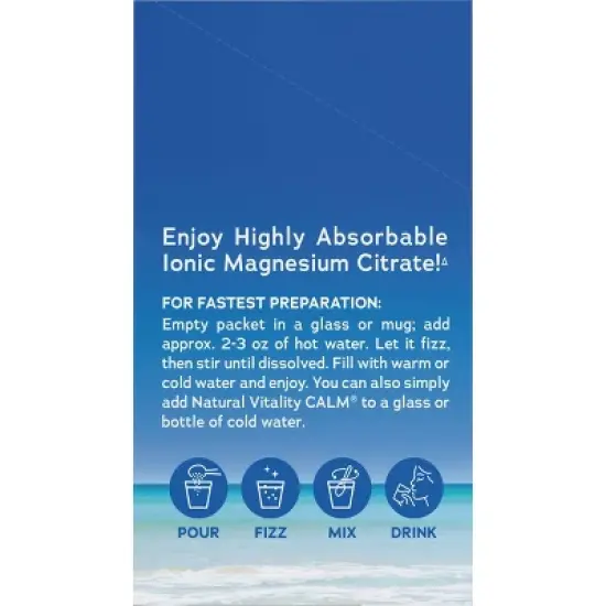Natural Calm Vitality Anti-Stress Vegan Magnesium Supplement Powder Packets - Raspberry Lemon - 12.96oz/30pk image {7}