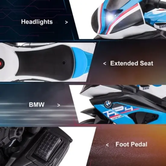 Aosom Licensed BMW HP4 Kids Electric Motorcycle Ride-On Toy 3-Wheels 6V Battery Powered Motorbike with Music for Girls Boy 18 - 60 Months image {4}