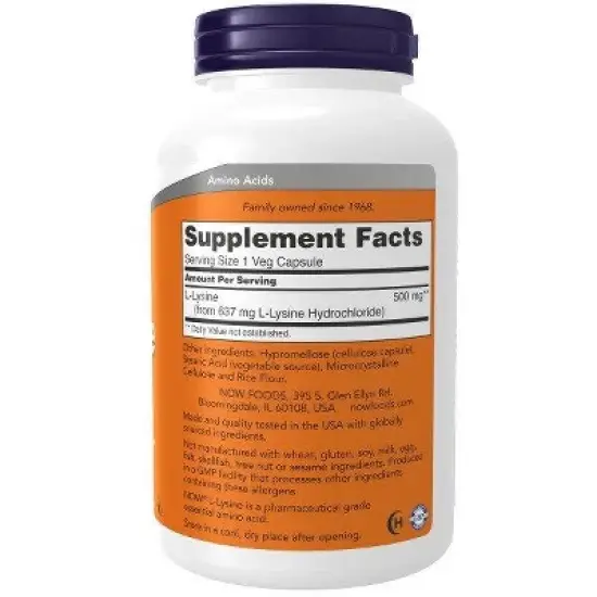 Lysine 500mg by Now Foods  -  250 Capsule image {1}