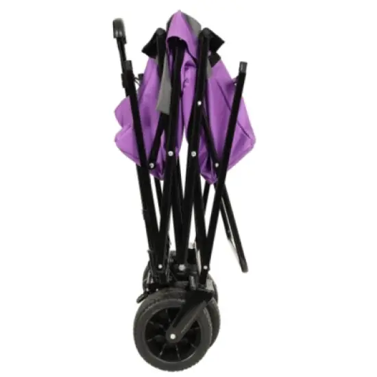 FURNIinspire Outdoor Serving Carts 480Lbs Collapsible Wagon with Canopy Lightweight Foldable Wagon with Mosquito Net, Purple, 45.28"*22.83"*38.78" image {3}