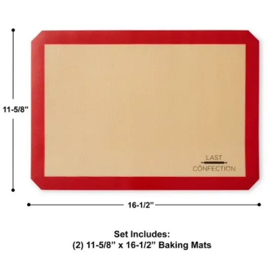 Last Confection Silicone Baking Mat, Set of 2 Professional Non-Stick Food Safe Tray Pan Liners image {2}