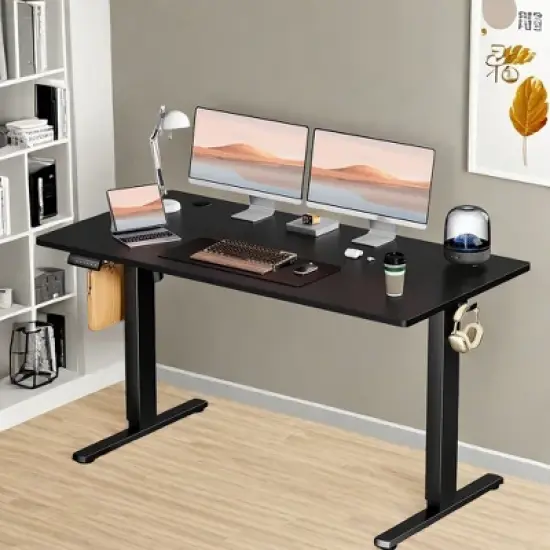 FONTOI Ergonomic Standing Desk, Height Adjustable Computer Desk with Control Pane image {9}