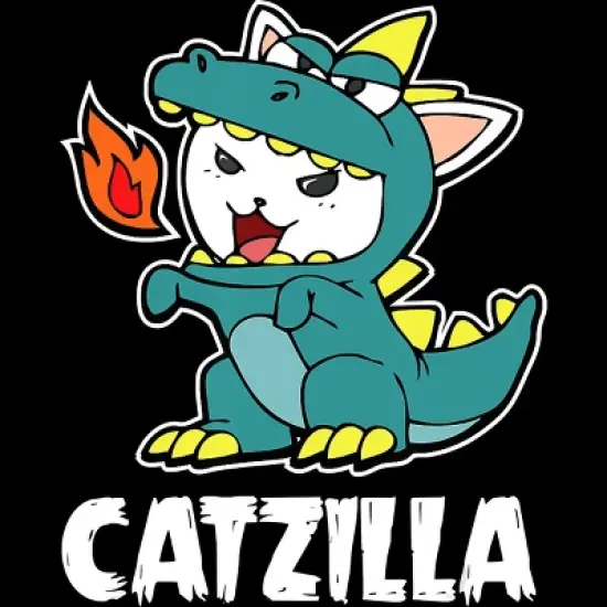 Junior's Design By Humans Catzilla Halloween Costume Dragon Monster Kitten Cats Lover By lenxeemyeu T-Shirt image {1}