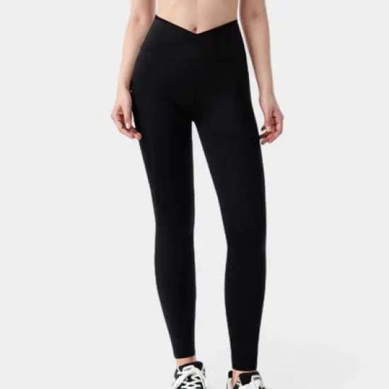 Anna-Kaci Active Women's High Waist Crossover Leggings with V-Waistband and Full-Length Stretch Fit for Active or Casual Wear image {4}