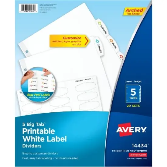 Avery Big Tab White Label Tab Dividers 5-Tab Letter 14434 image {9}
