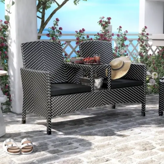 2pc Maksville Aluminum Patio Loveseat & Storage Bench - miBasics
 image {2}