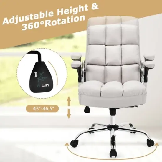 Costway High Back Big & Tall Office Chair Adjustable Swivel w/Flip-up Arm image {6}