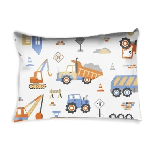 Bacati - Construction Yellow Orange Blue Gray 3 pc Toddler Bed Sheet Set image {3}