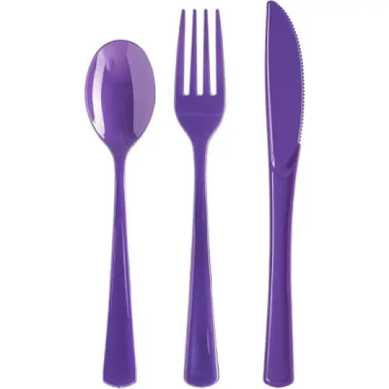 Exquisite Solid Color Plastic Utensil Cutlery Set Forks Spoons Knives- 150 Pack image {15}