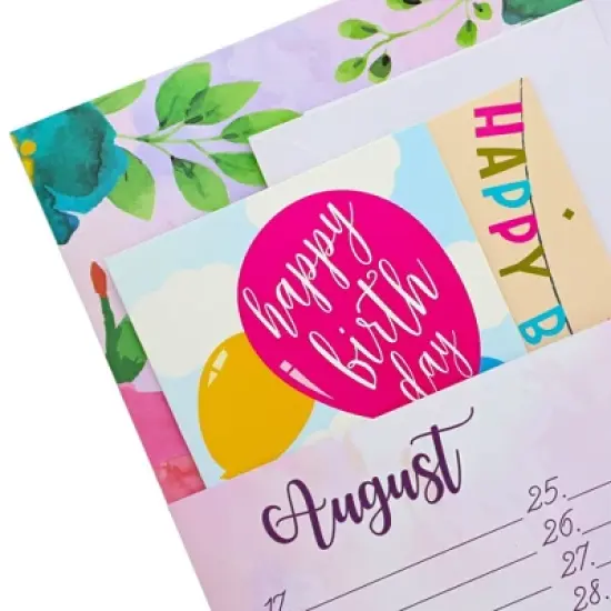 Sustainable Greetings Floral Month By Month Greeting Card Organizer 24 Pockets, Card Keeper Holder Storage for Birthdays, 8.5 x 10 In image {5}