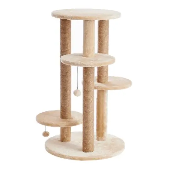 Two by Two Manchester - Beige Scratching Post Cat Furniture - 36.2 in. Tall image {11}