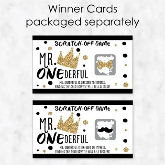 Big Dot of Happiness 1st Birthday Little Mr. Onederful - Boy First Birthday Party Game Scratch Off Cards - 22 Count image {2}