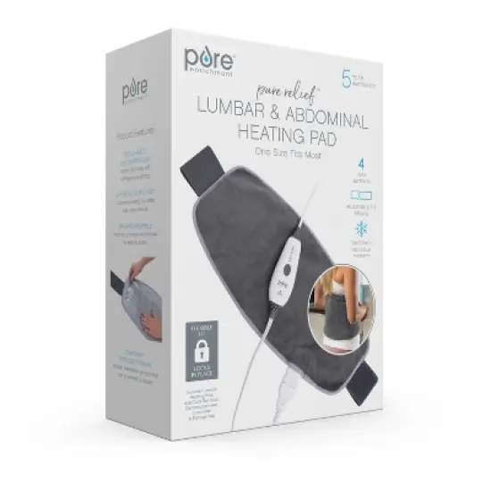 Pure Enrichment PureRelief Lumbar & Abdominal with 4 Heat Settings and Hot/Cold Gel Pack Heating Pad - 44.5" x 9.5" - Gray image {7}