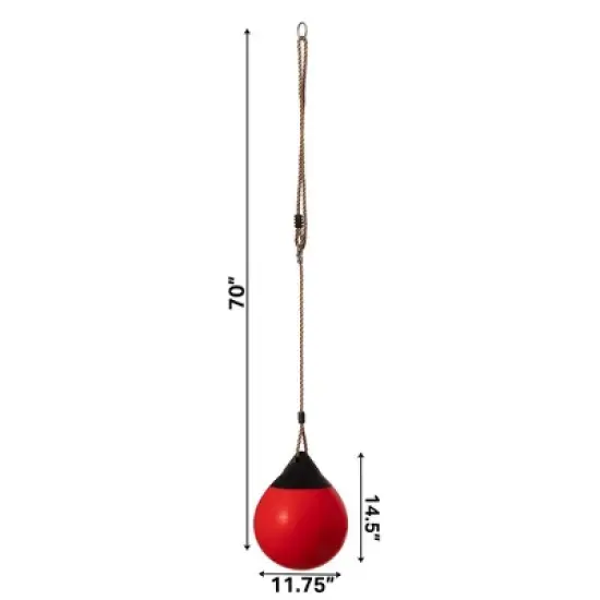 PLAYBERG Red Outdoor Patio Playground Hanging Adjustable Ball Round Swing, Inflatable Heavy Duty Rubber Round Swing Ball, Pump Included image {6}