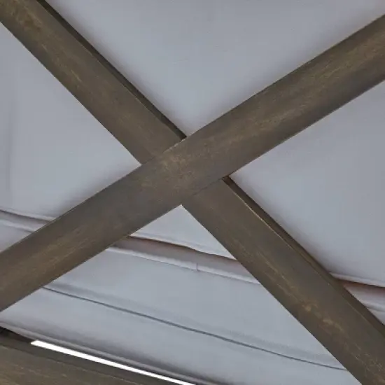 Thasos 10pc Acacia U-Shaped Farmhouse Sectional Sofa Set with Fire Pit - Gray/White/Dark Gray - Christopher Knight Home image {5}