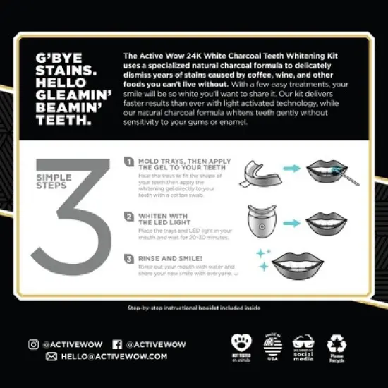 Active Wow White Charcoal Teeth Whitening Kit image {7}