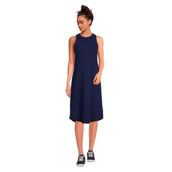 Lands' End Women's Cotton Rib Sleeveless Midi Tank Dress image {1}