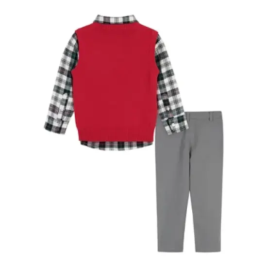 Andy & Evan  Toddler  Boys White Plaid Buttondown w/Vest Set image {2}