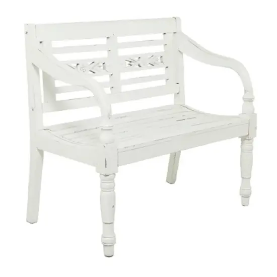 Farmhouse Mahogany Bench White - Olivia & May image {11}