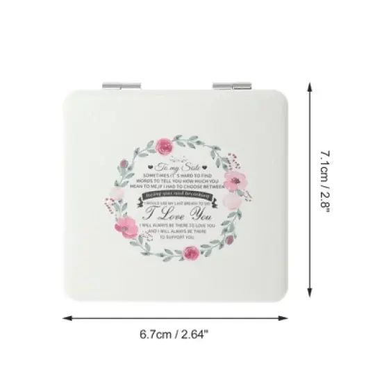 Unique Bargains Women Portable Square Shape Handheld Mirror for Travel White 1 Pc image {1}