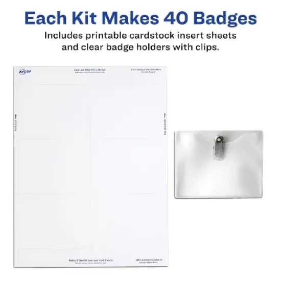 Avery Customizable Name Badge Clips, 3" x 4", White, 2 Packs, 80 Printable Inserts and Badge Holders with Clips Total (21879) image {2}