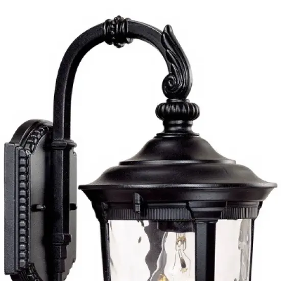 John Timberland Bellagio Vintage Rustic Outdoor Wall Light Fixture Texturized Black Downbridge 16 1/2" Clear Hammered Glass for Post Exterior Barn image {2}