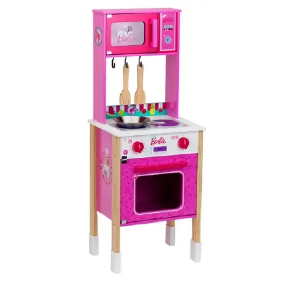 Theo Klein Barbie Epic Chef Wooden Toy Kitchen Cooking Playset with Pretend Play Oven, Microwave, and Utensils for Kids 3 and Up image {1}