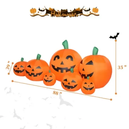 Syemin Decorative Holiday Scene Props Classic String Pumpkin Inflatable Halloween Outdoor Decoration Halloween Decoration Indoor, Orange, 88"*39"*35" image {3}