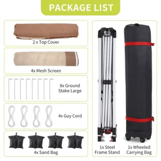 Pop Up Gazebo, Outdoor Canopy Tent with Mosquito Netting, Pop Up Canopy Tent with Curtains/Adjustable Height/Wheeled Carrying Bag image {7}