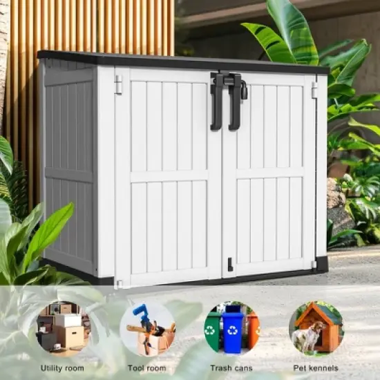 Chic Crate-Resin Tool Shed, 36 Cu Ft Waterproof Outdoor Horizontal Storage, Weather-resistant Utility Shed With Air Vent image {4}