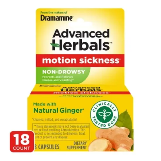 Dramamine Advanced Herbals Non-Drowsy Motion Sickness Relief Capsules - 18ct image {9}
